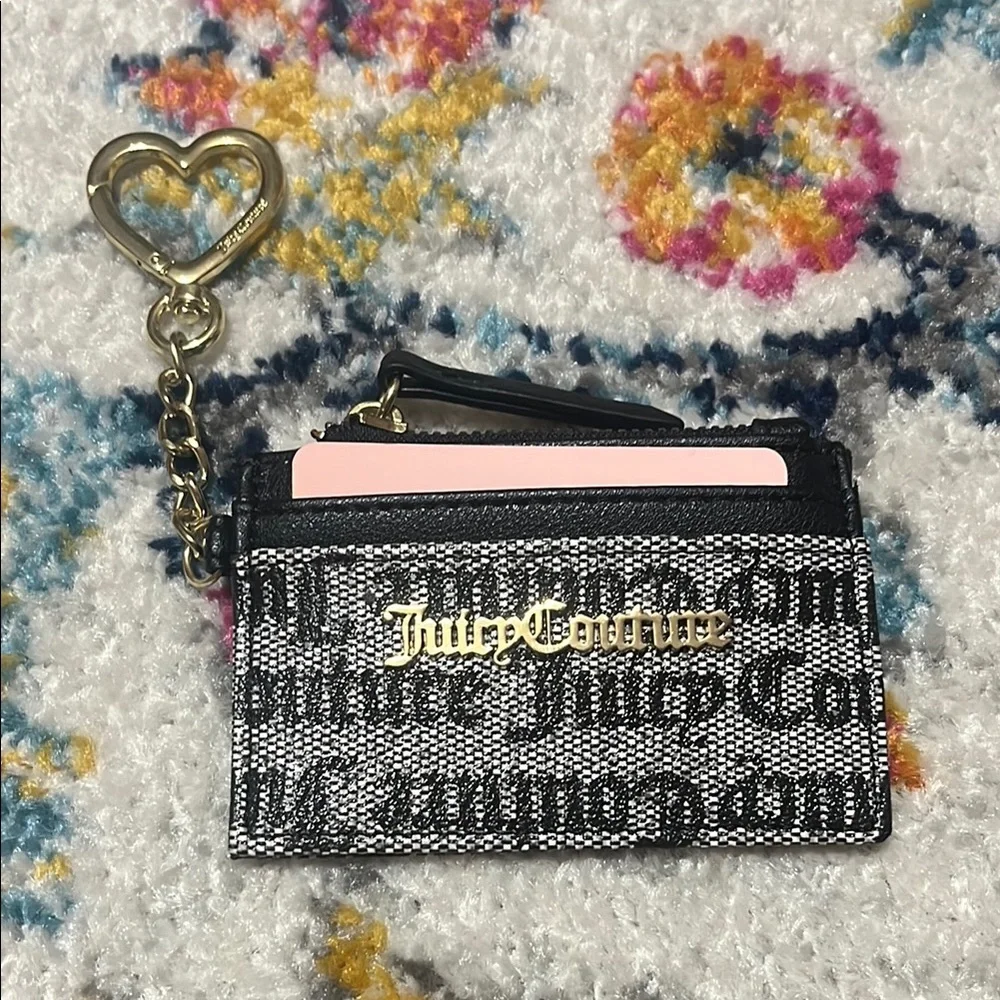 Juicy Couture Black and Gray Key Card Holder with Gothic Pattern - Picture 1 of 2